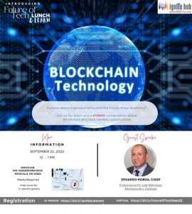 Future of Tech Lunch & Learn Series- Blockchain Technology flyer