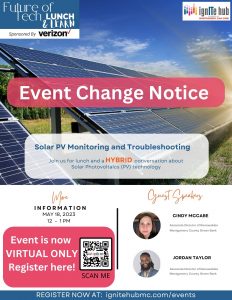 Event Change Notice - Solar PV Monitoring & Troubleshooting is now virtual only. Scan QR code or visit online to register for this virtual event.