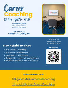 Career Coaching at the ignITe Hub flyer