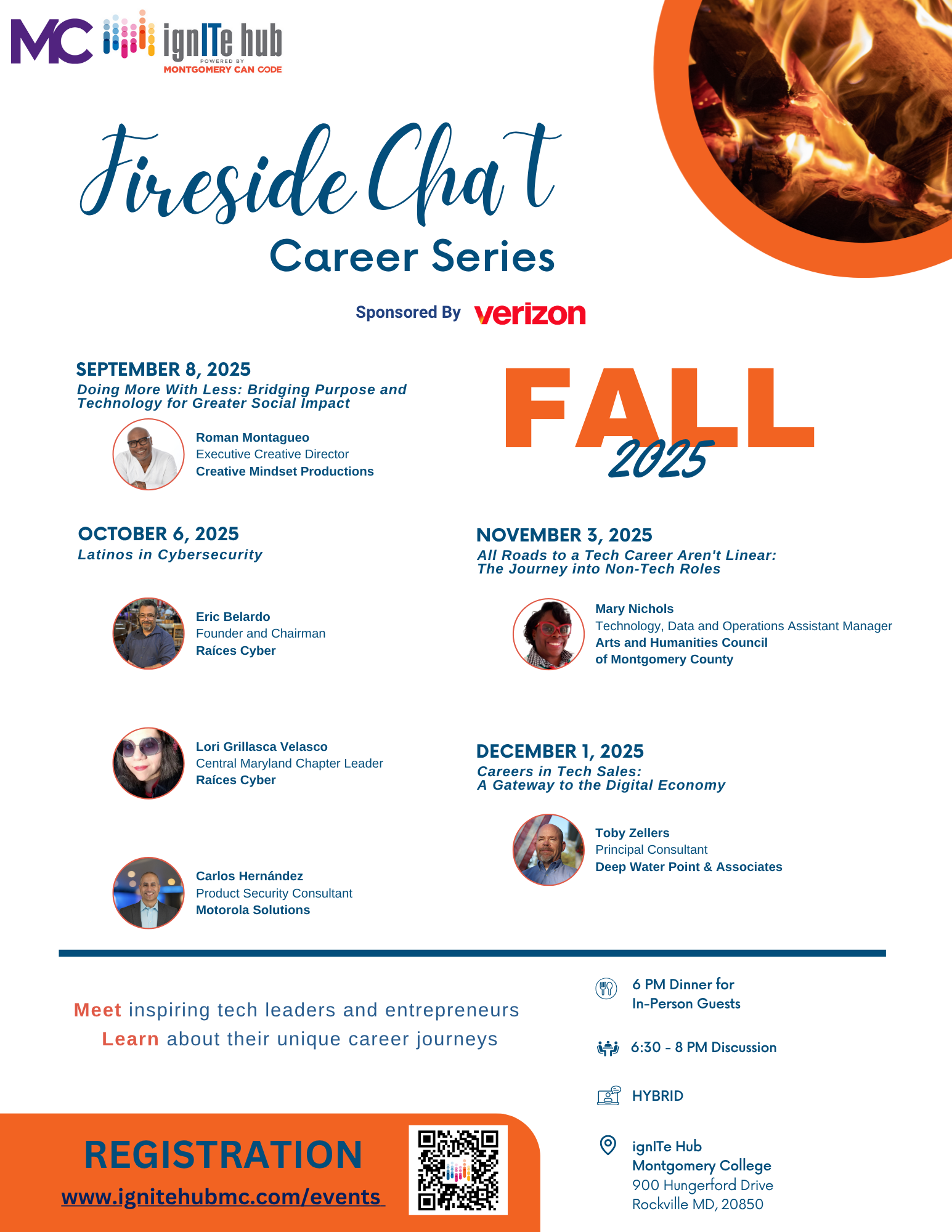 Fireside Chat Career Series Fall 2025 Sept 8, Oct 6, Nov 3, Dec 1. REGISTRATION Www.ignitehubmc.com/events